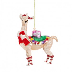 Festive Llama With Scarf Christmas Hanging Decoration 